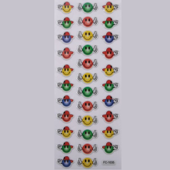 Farbig Smiley  Face Sticker Aufkleber - FC1035 - Mytortenland